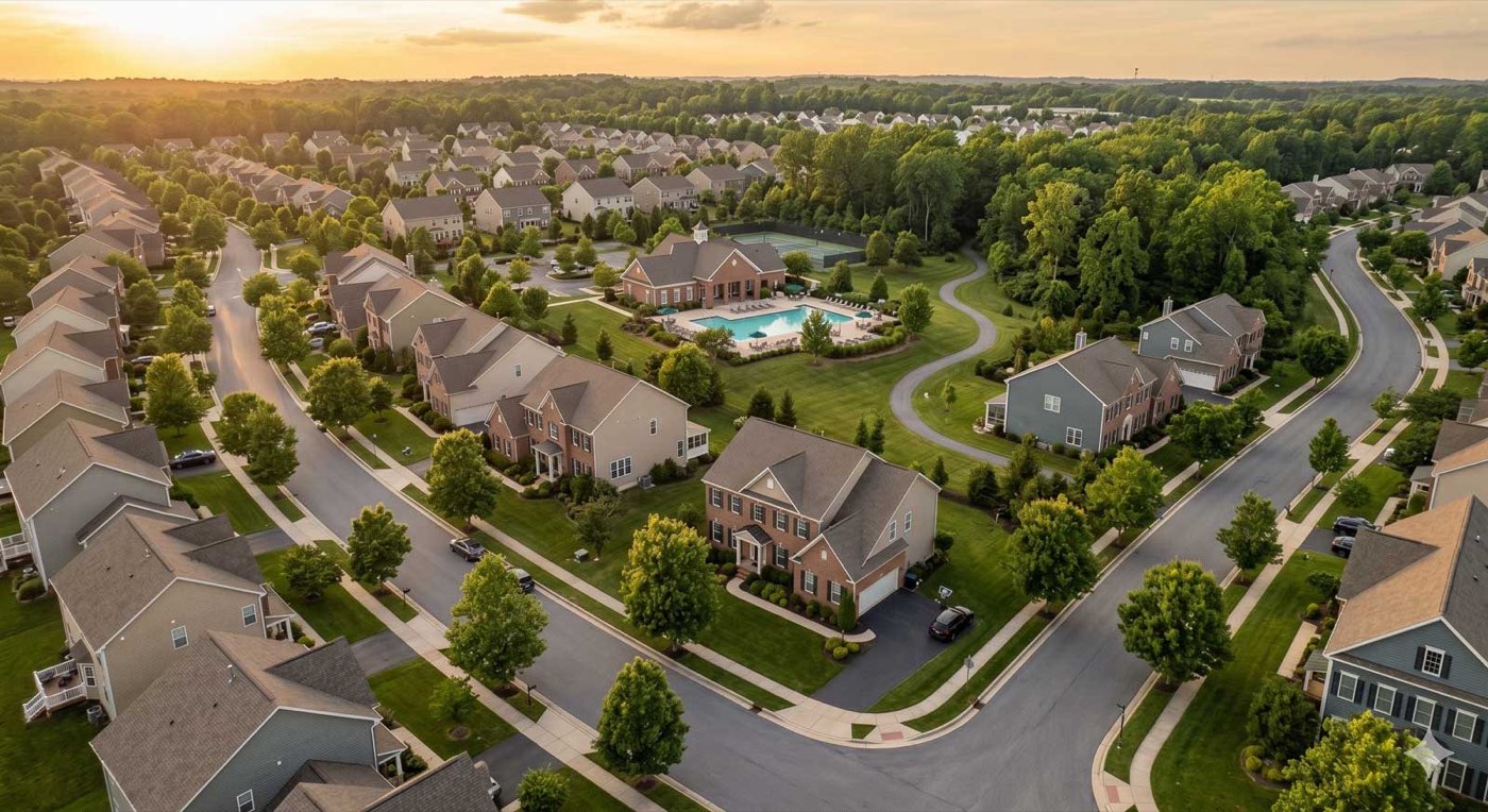 Aerial view of a Mid-Atlantic community managed by Tidewater